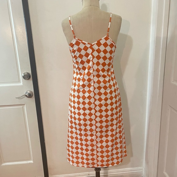 Orange and cream Plaid Print Cami Slip Dress - Picture 8 of 8